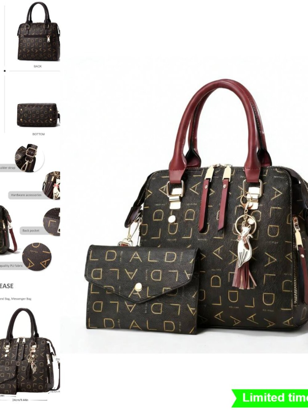 Casual Backpack Fashionable Letter Print Handbag with Fringe